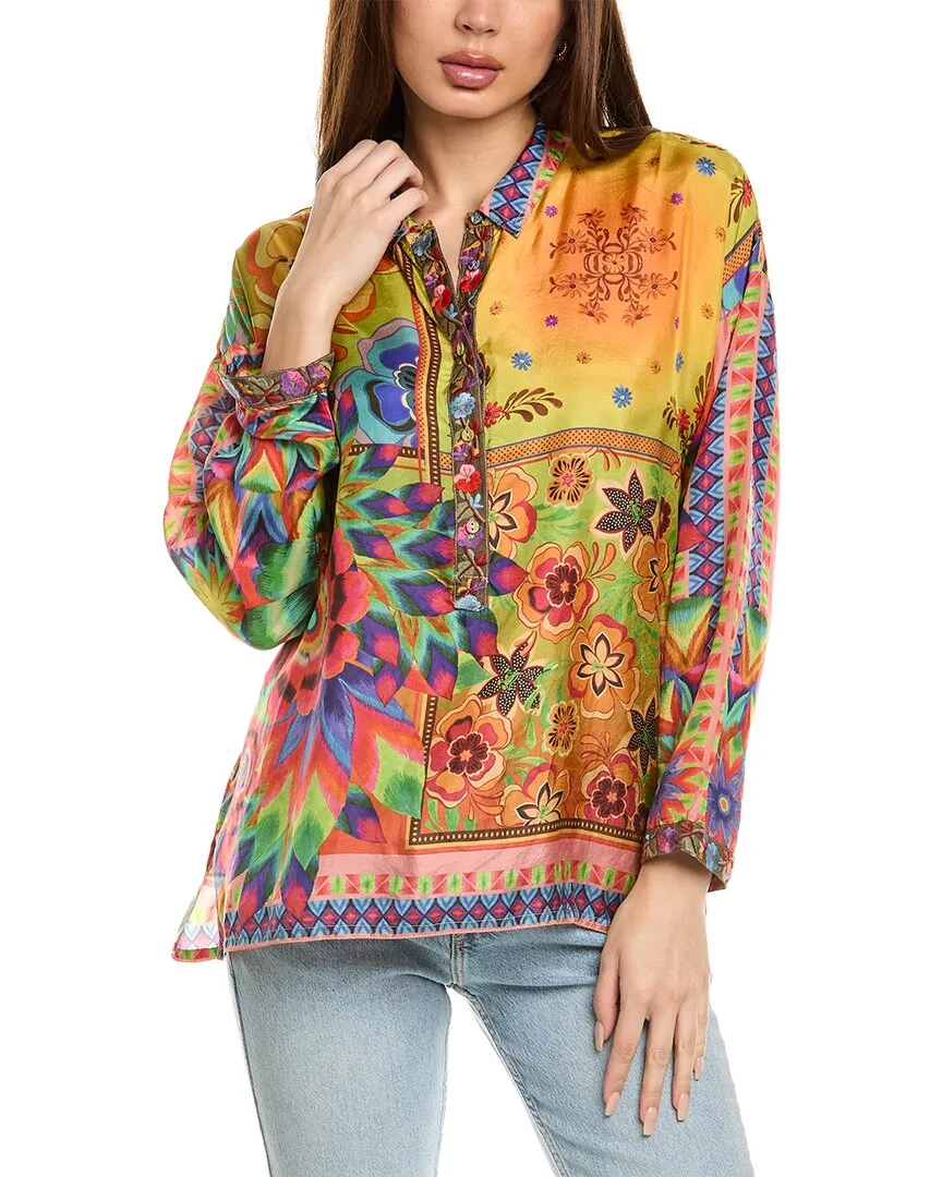 Johnny Was Slim Audrey Silk Blouse
