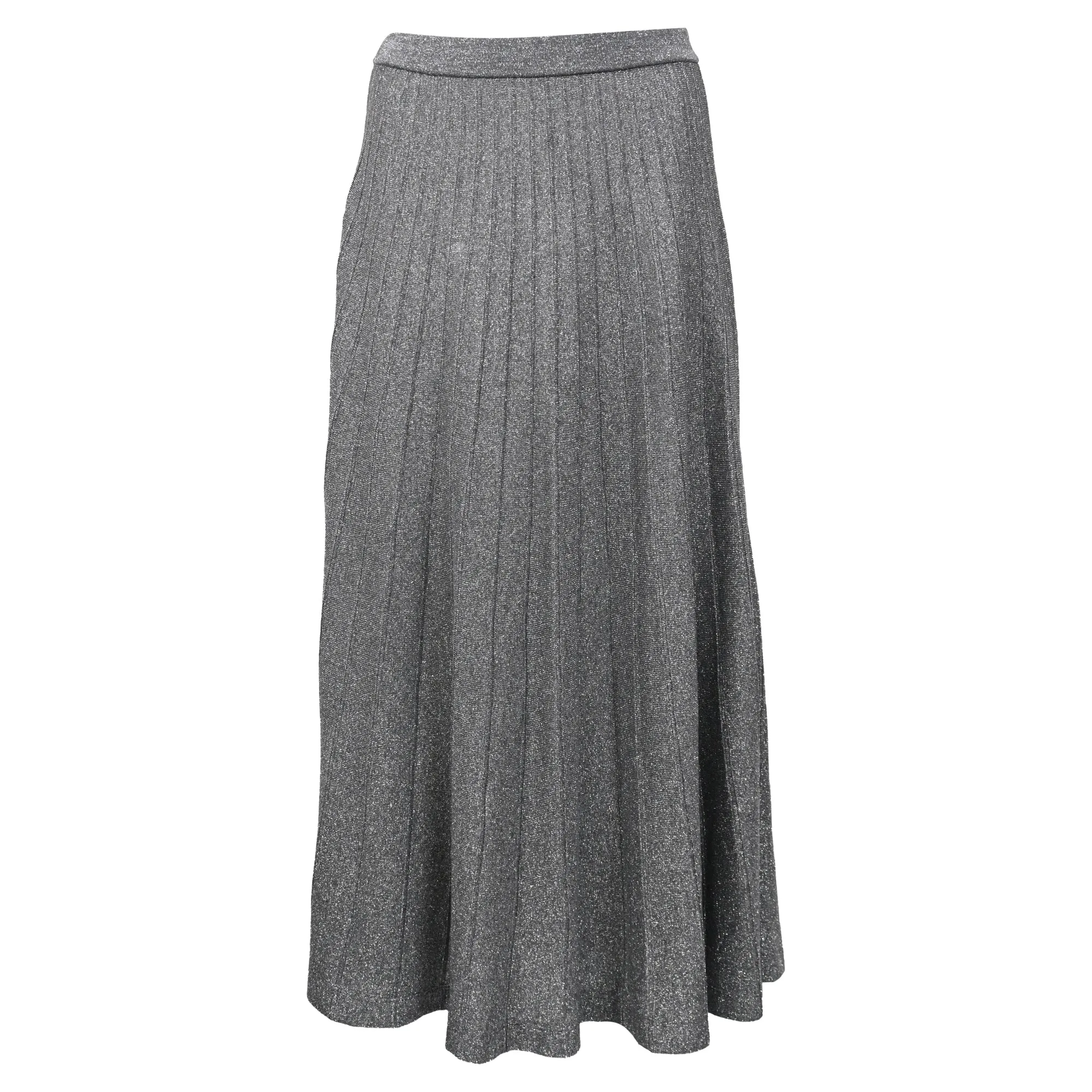 Joseph Pleated Lurex Midi Skirt in Grey Viscose