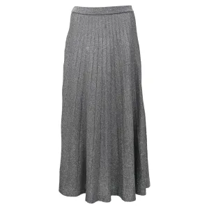 Joseph Pleated Lurex Midi Skirt in Grey Viscose