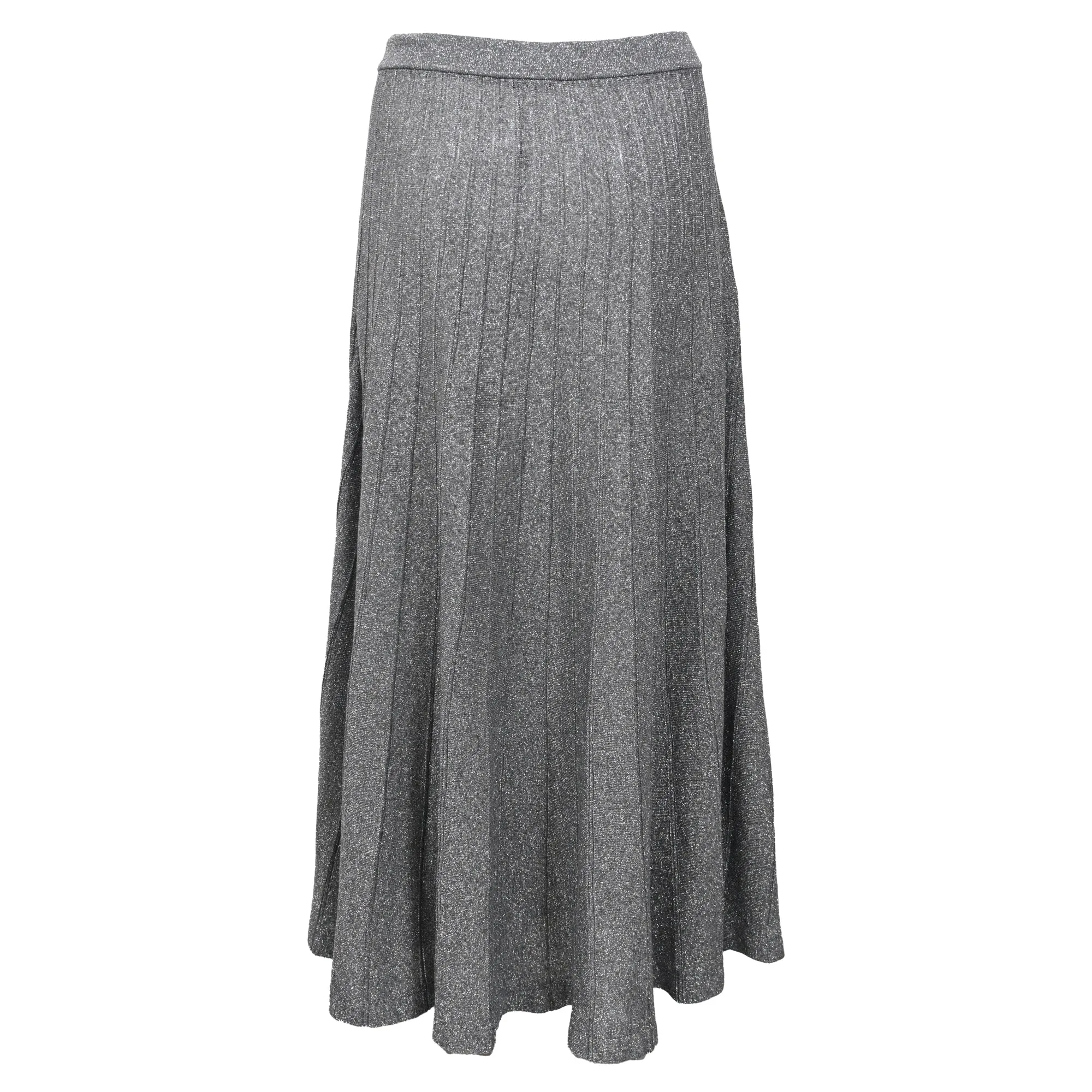 Joseph Pleated Lurex Midi Skirt in Grey Viscose