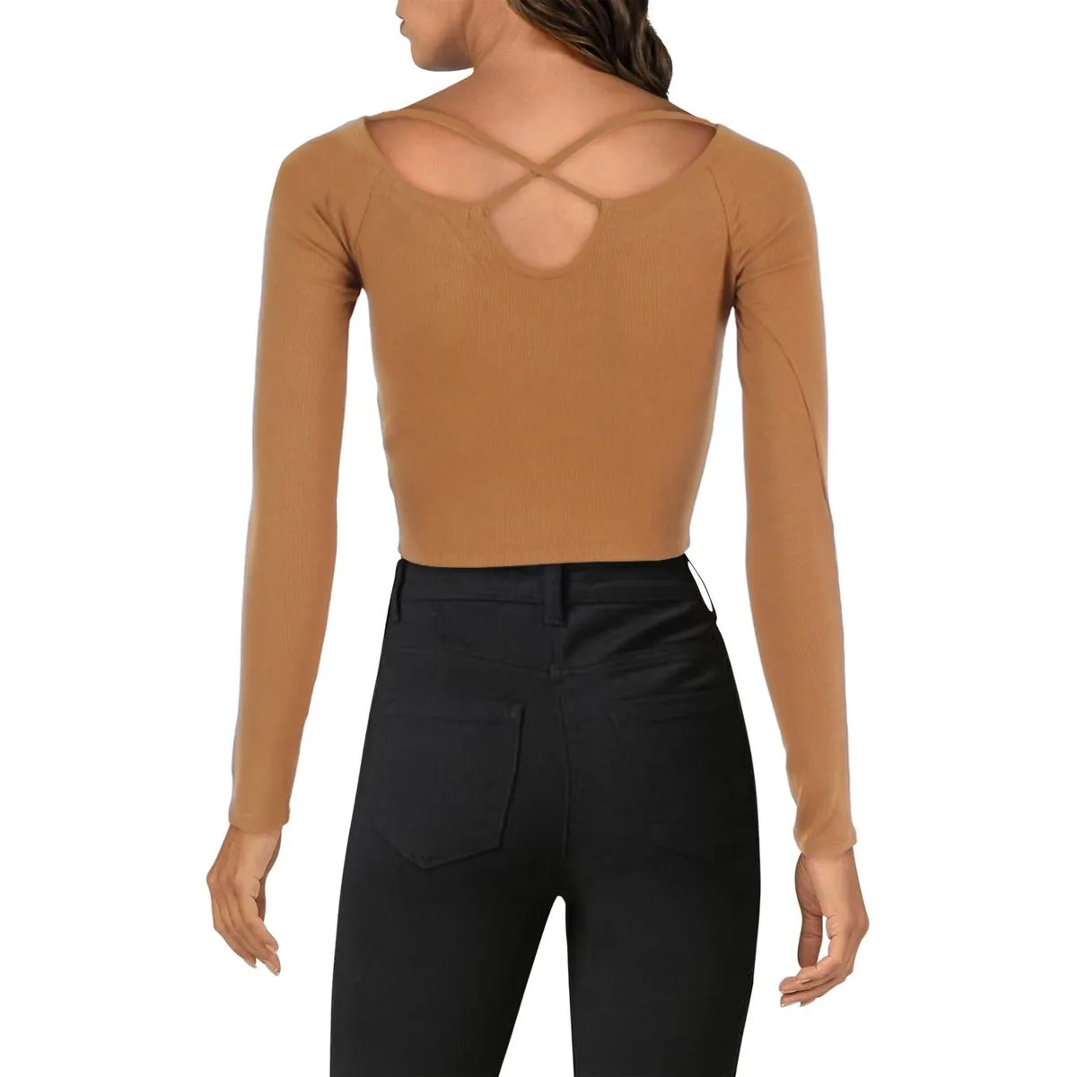Juniors Womens Ribbed Ruched Crop Top