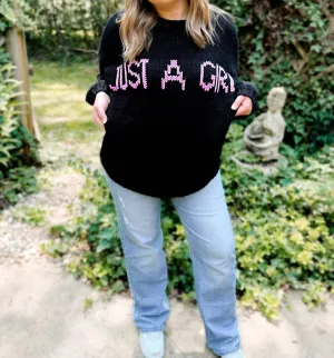 Just A Girl Oversized Sweater In Black