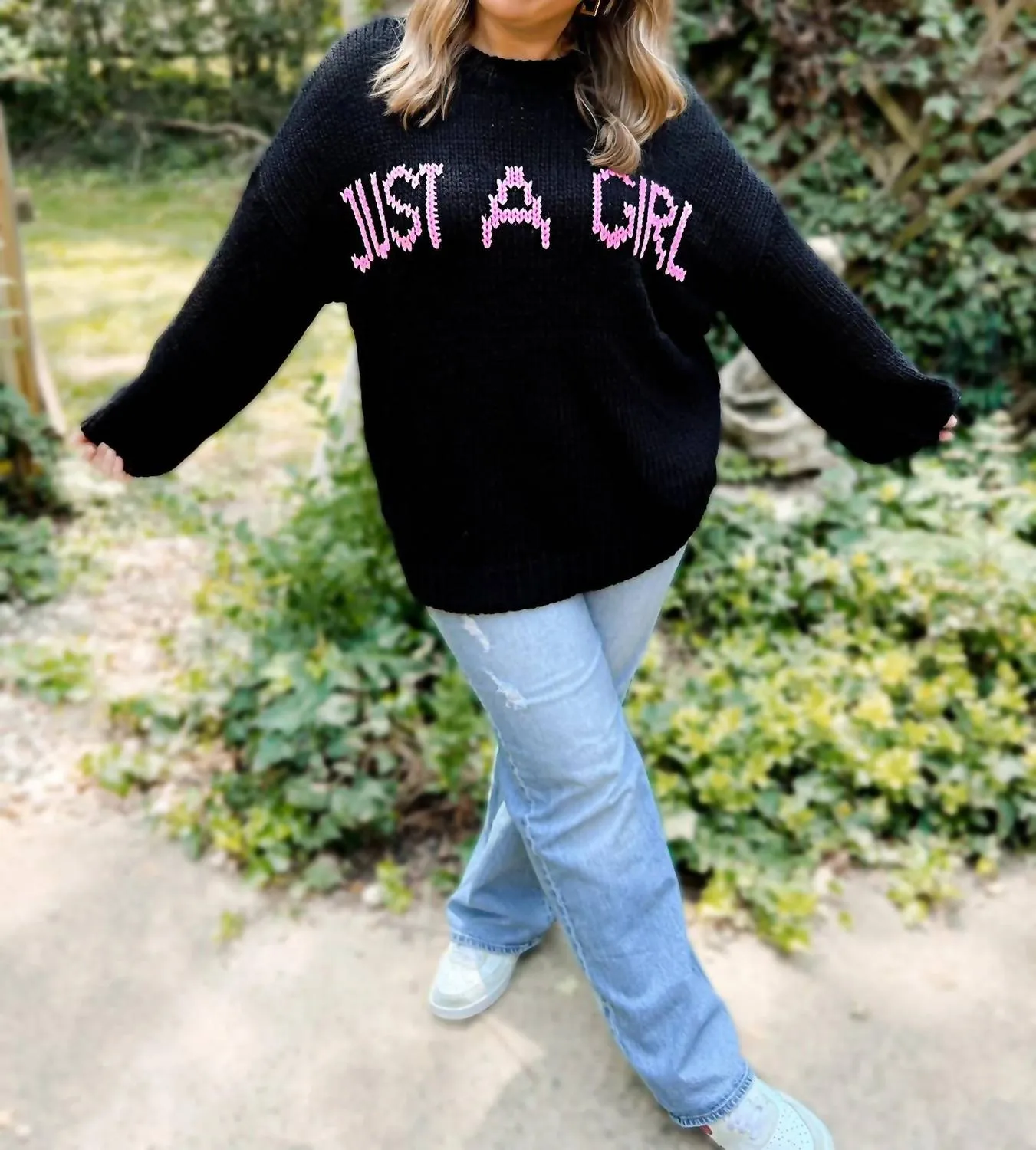 Just A Girl Oversized Sweater In Black