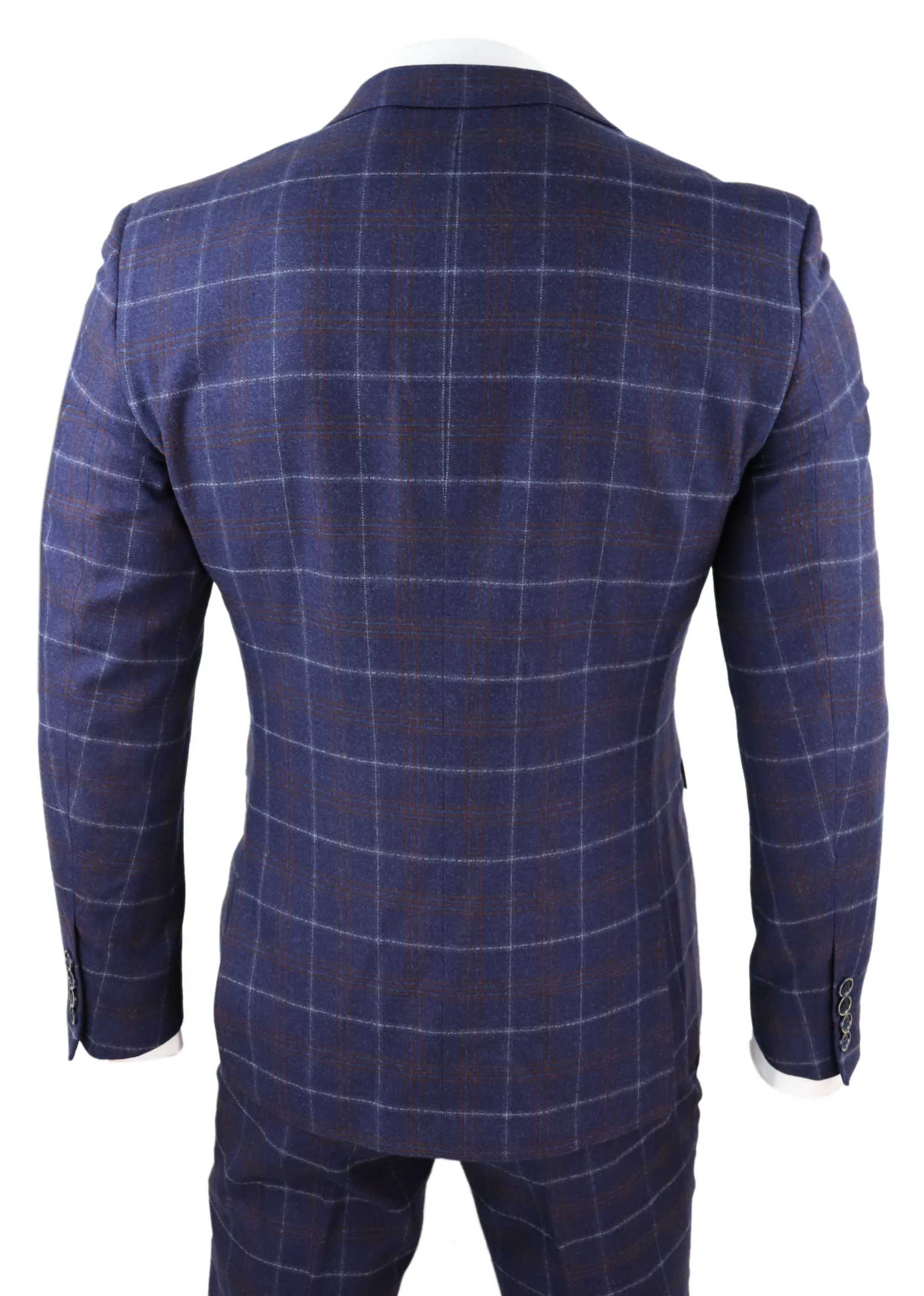 Kenneth 3 Piece Blue Suit Tweed Check