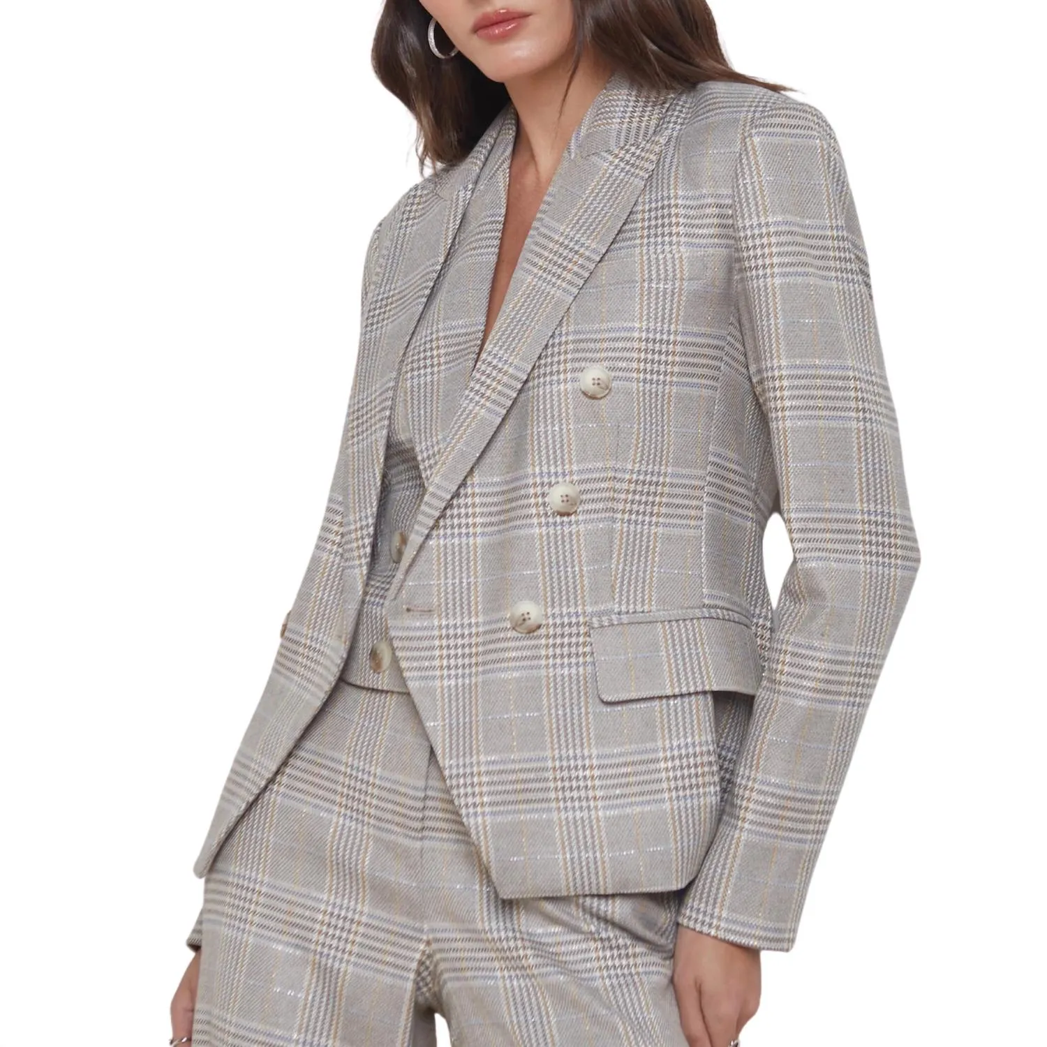 Kenzie Blazer In Metallic In Ivory Neutral Multi