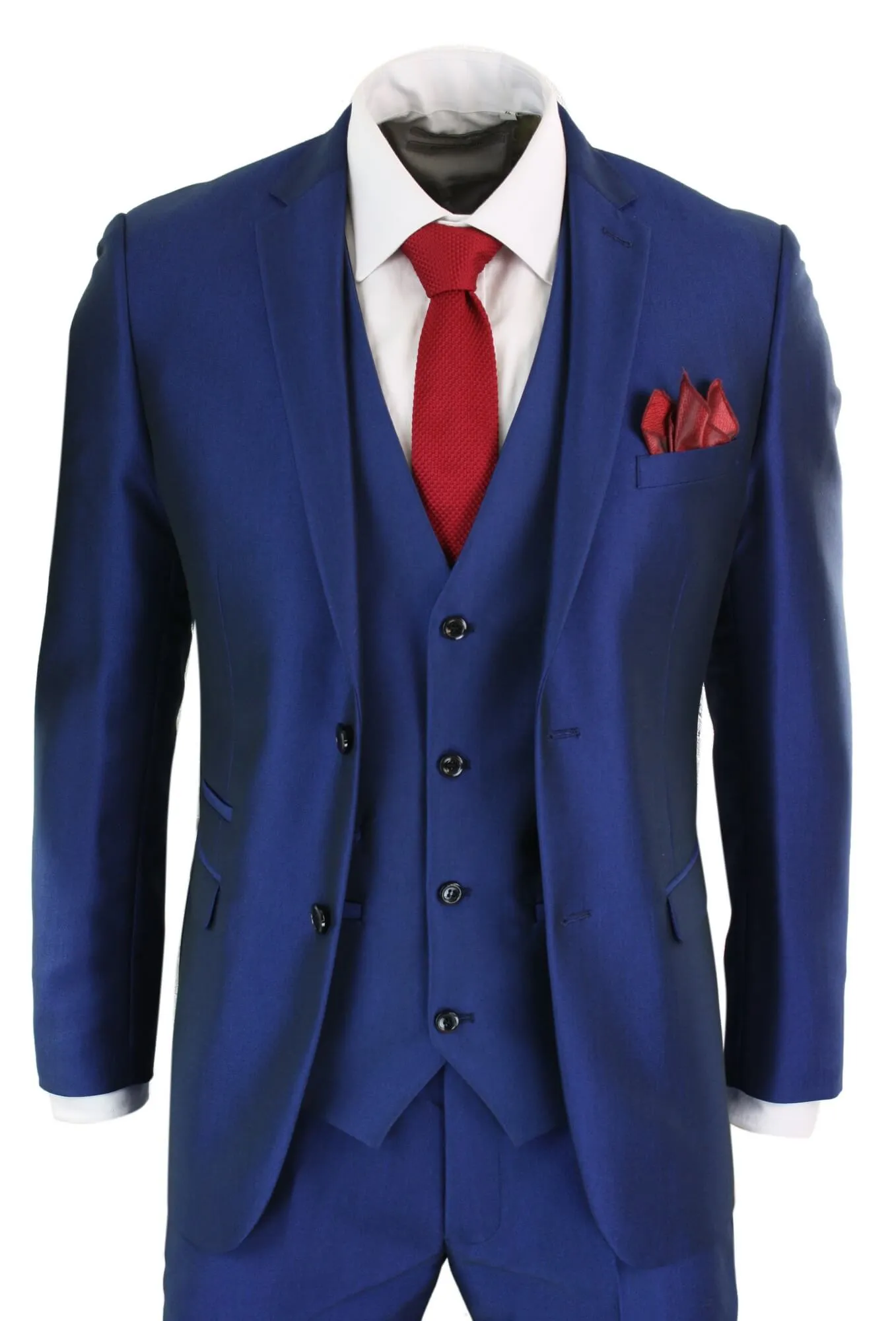 Kingsley 3 Piece Blue Wedding Prom Suit
