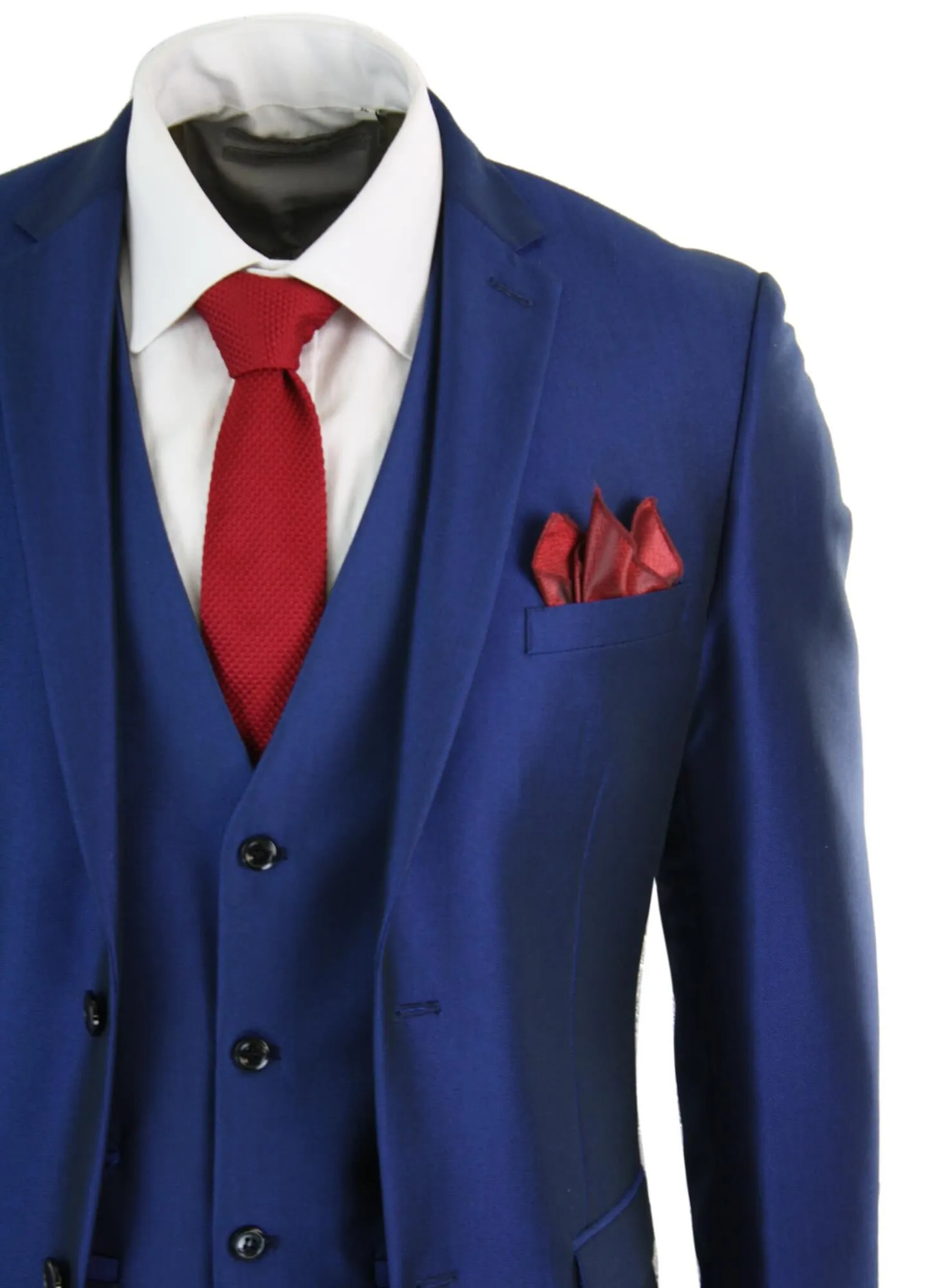 Kingsley 3 Piece Blue Wedding Prom Suit