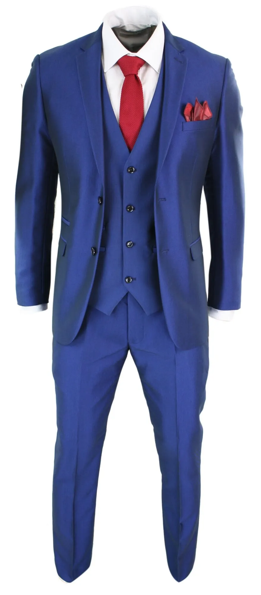 Kingsley 3 Piece Blue Wedding Prom Suit