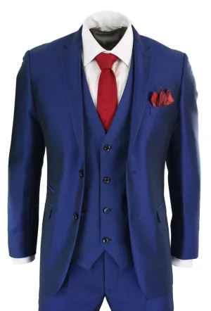 Kingsley 3 Piece Blue Wedding Prom Suit