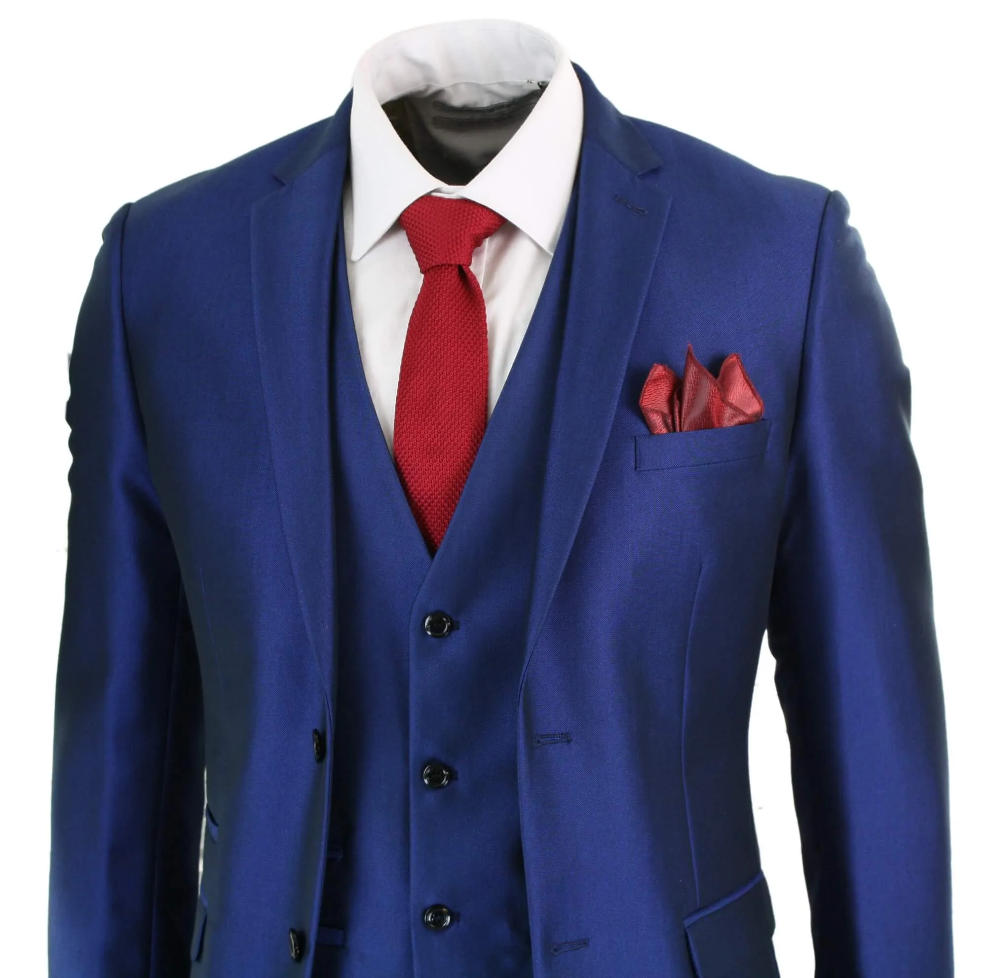 Kingsley 3 Piece Blue Wedding Prom Suit