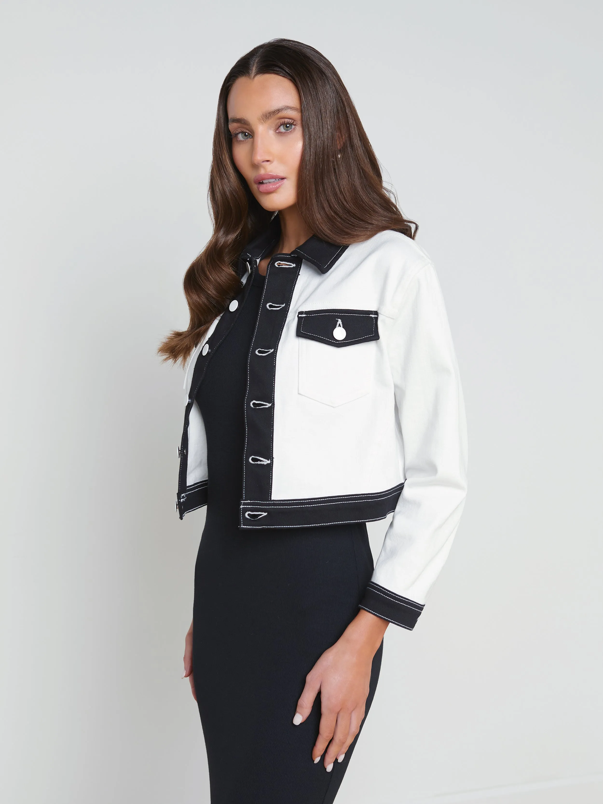 Koda Contrast Cropped Denim Jacket