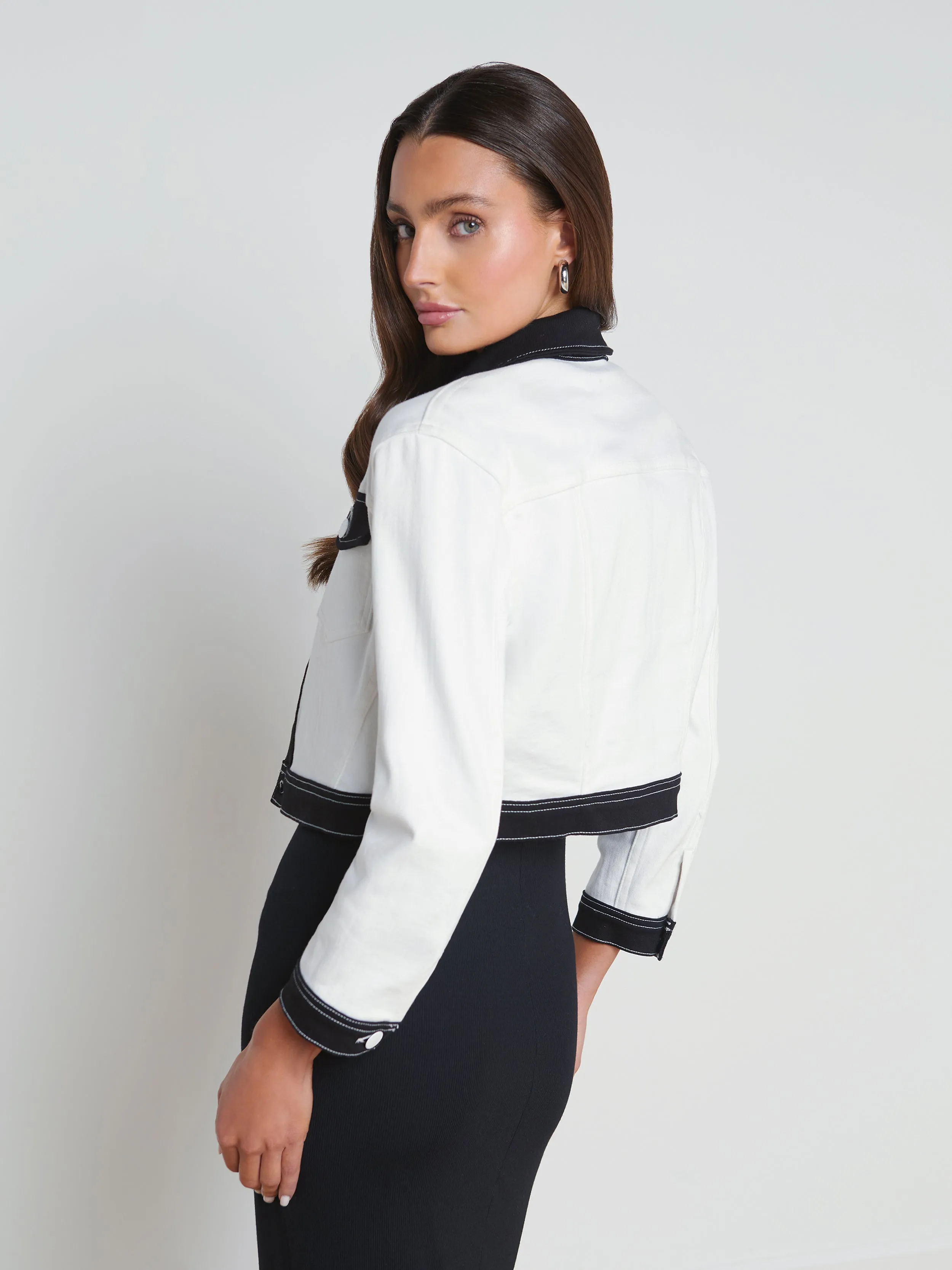 Koda Contrast Cropped Denim Jacket