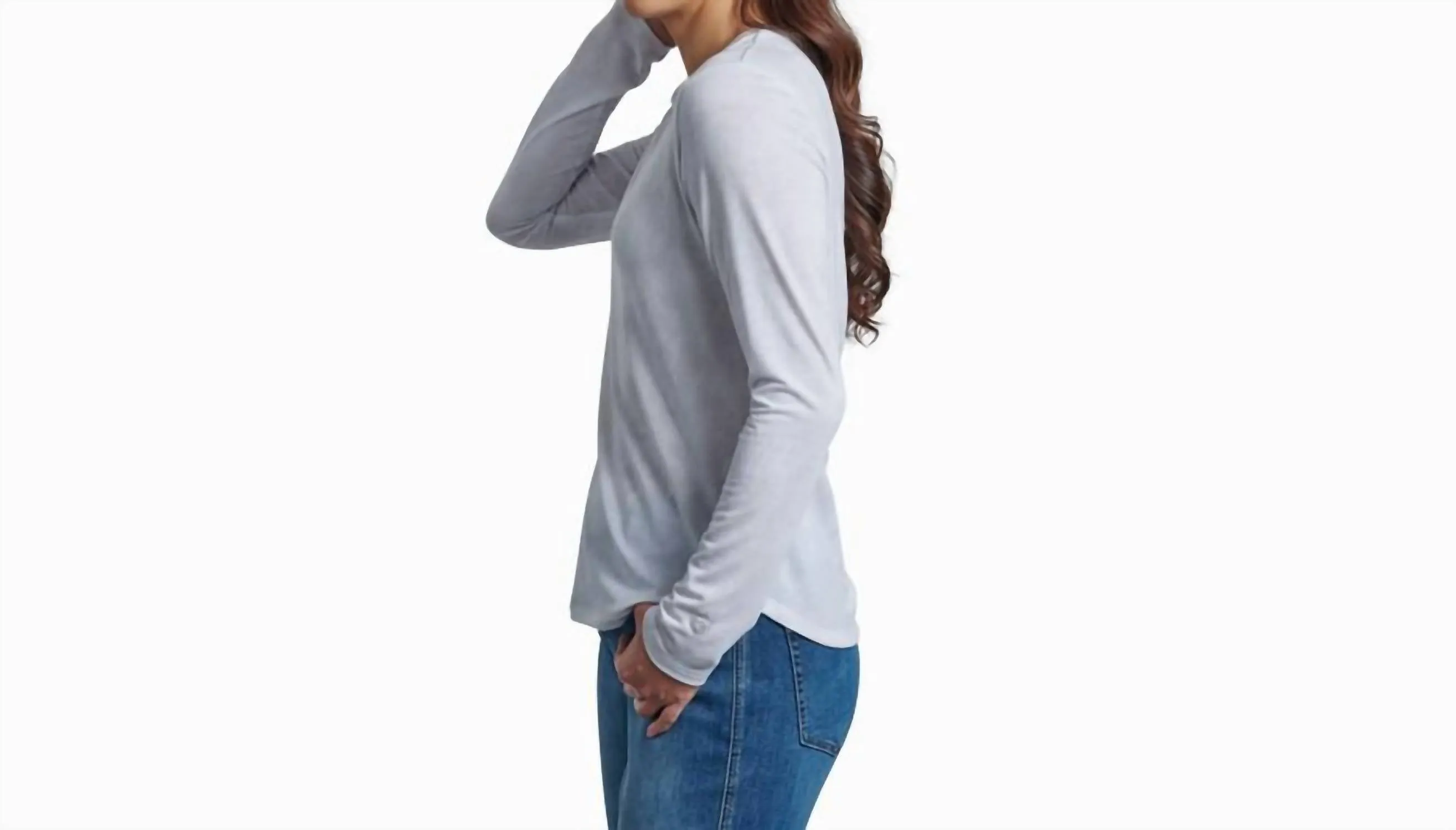 Konstance Long Sleeve Top In White Print