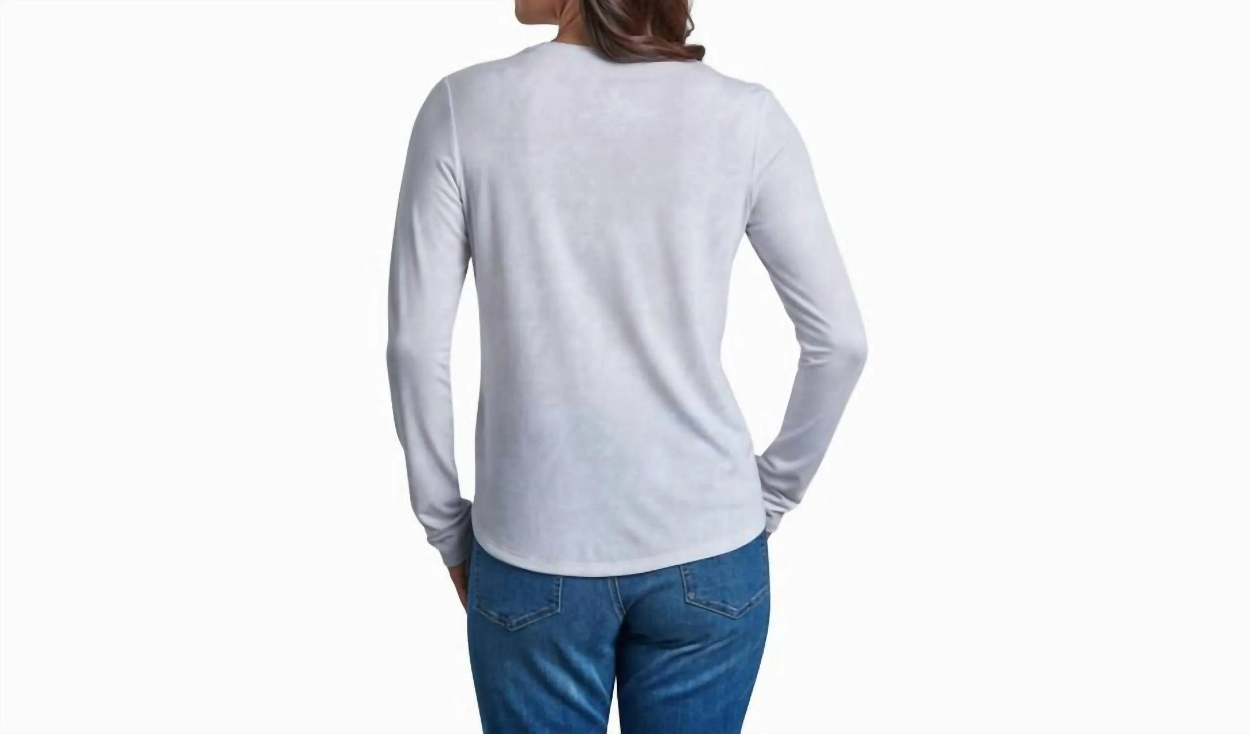 Konstance Long Sleeve Top In White Print