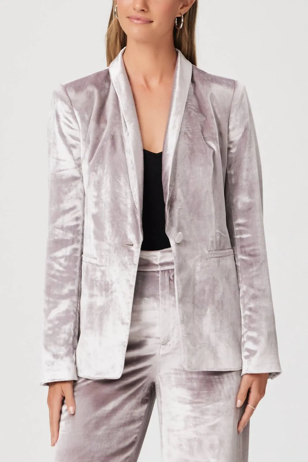 Kriselle Velvet Blazer In Pewter