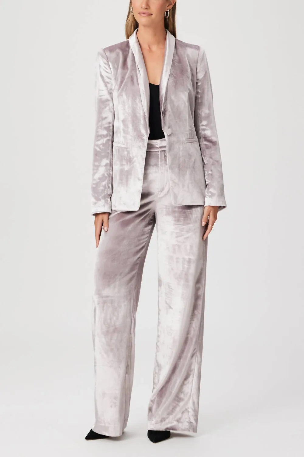 Kriselle Velvet Blazer In Pewter