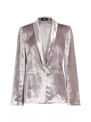 Kriselle Velvet Blazer In Pewter