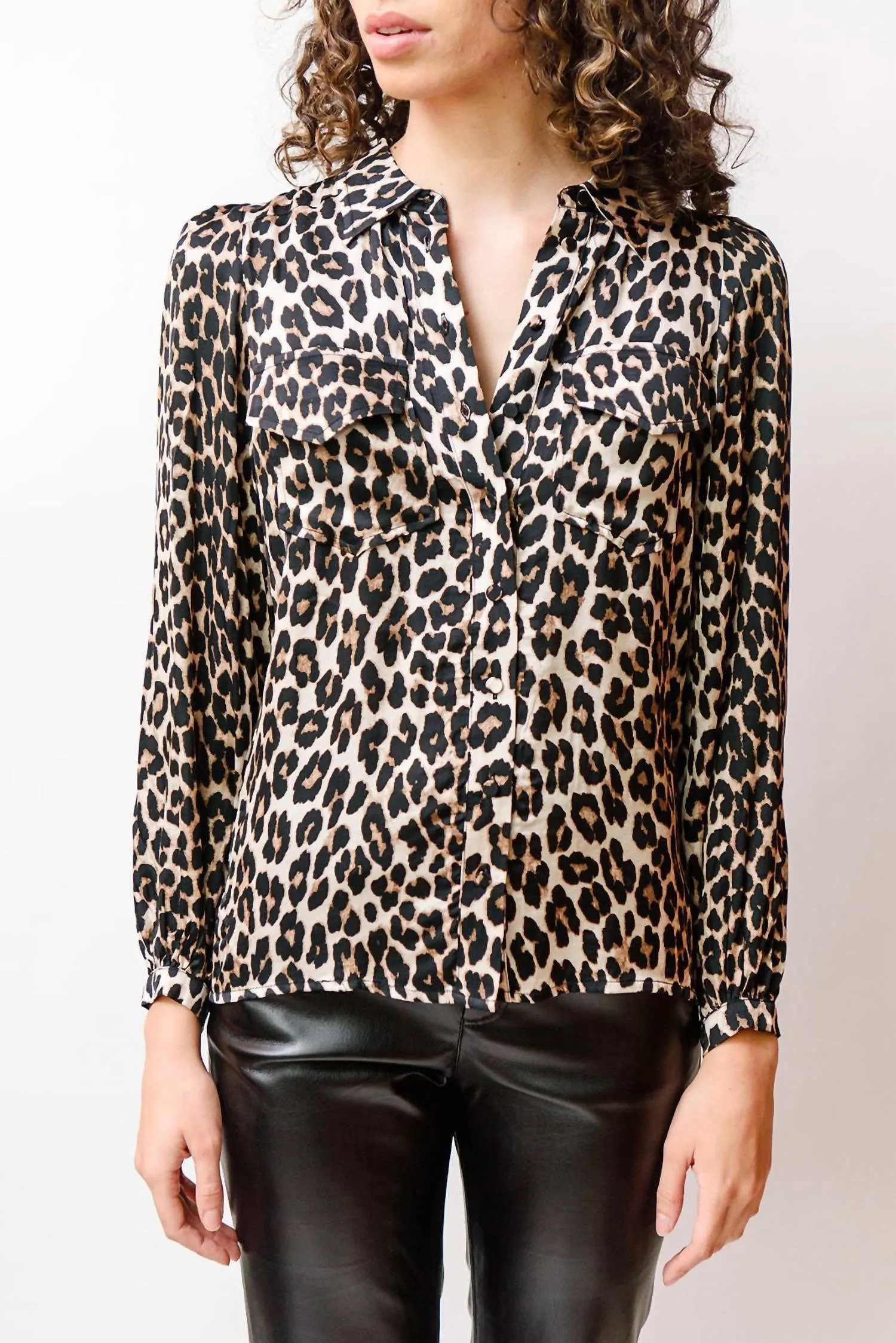 Lanna Leopard Blouse In Brown