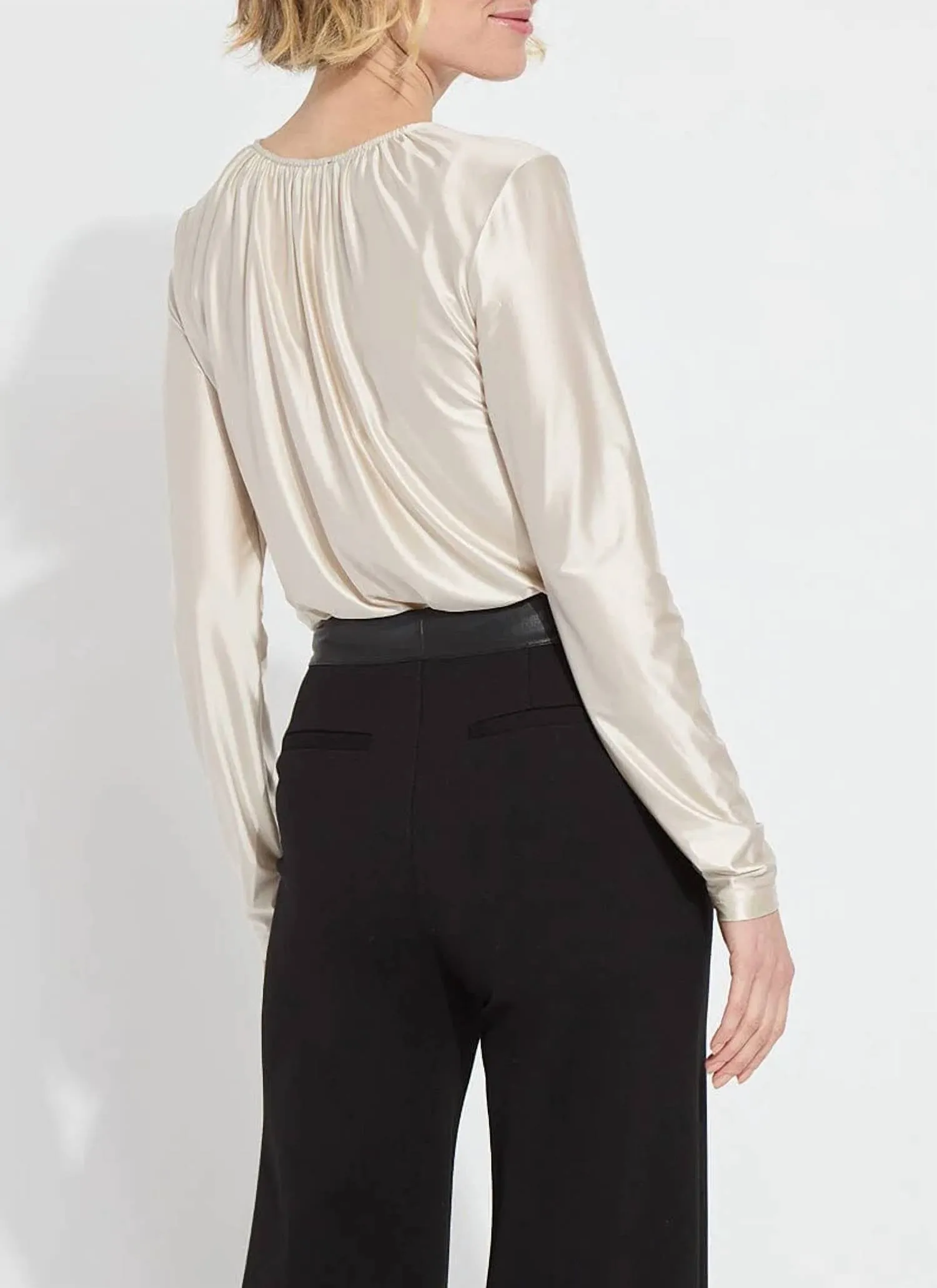 Larissa Satin Jersey Tee Top In Light Pewter