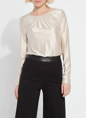 Larissa Satin Jersey Tee Top In Light Pewter