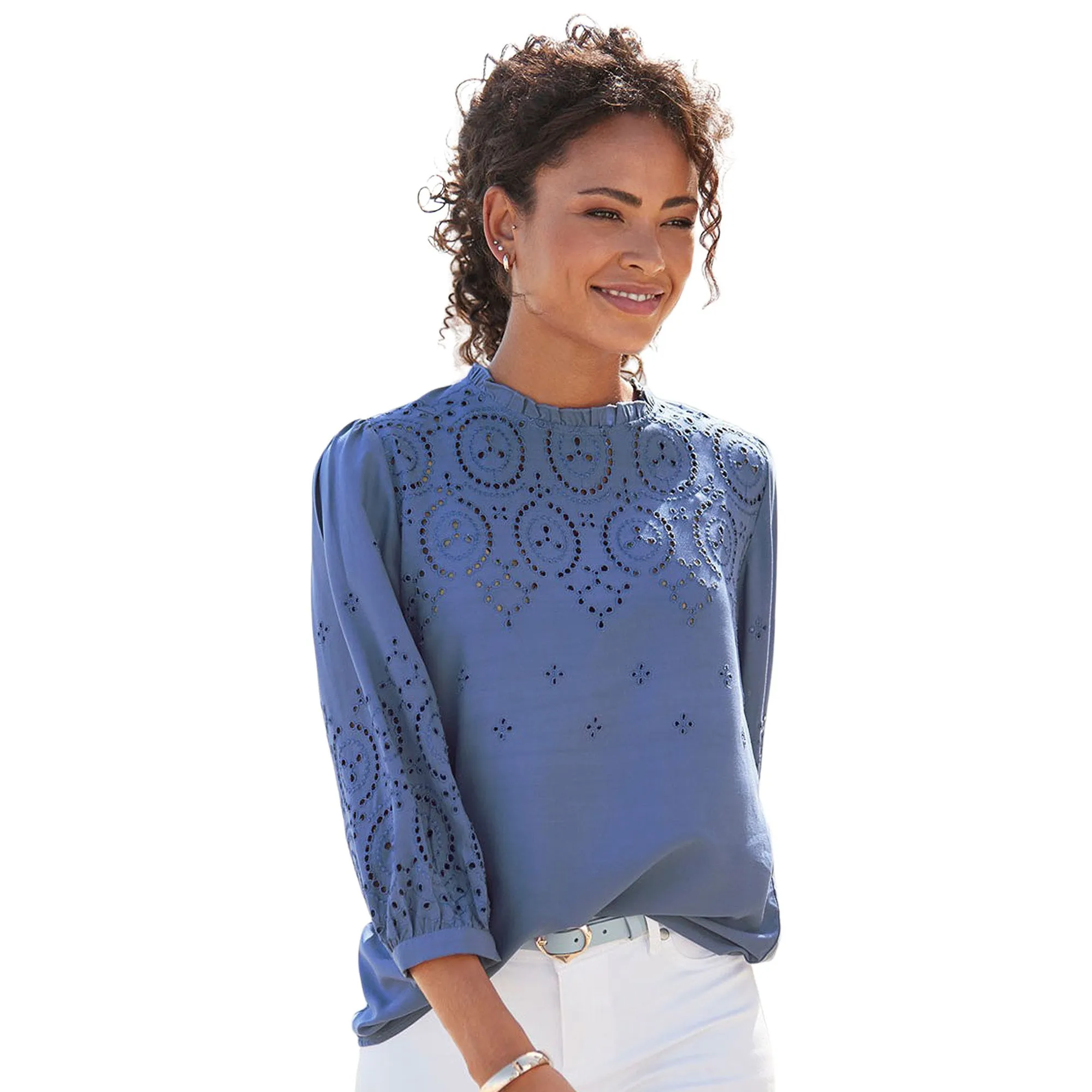 LASCANA Women's Eyelet Lace Blouse