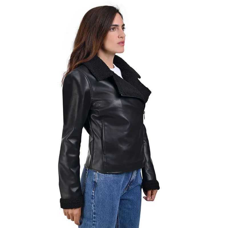 LEE Women's Biker Jacket With Fur