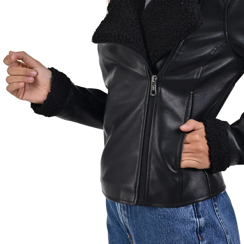 LEE Women's Biker Jacket With Fur