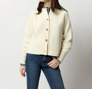 Lexie Shaker Stitch Cardigan In Ivory Cashmere
