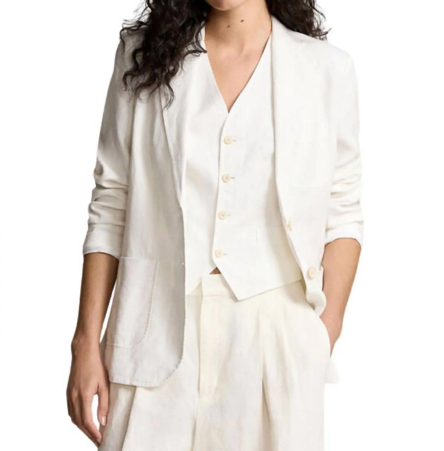 Linen Blazer In White