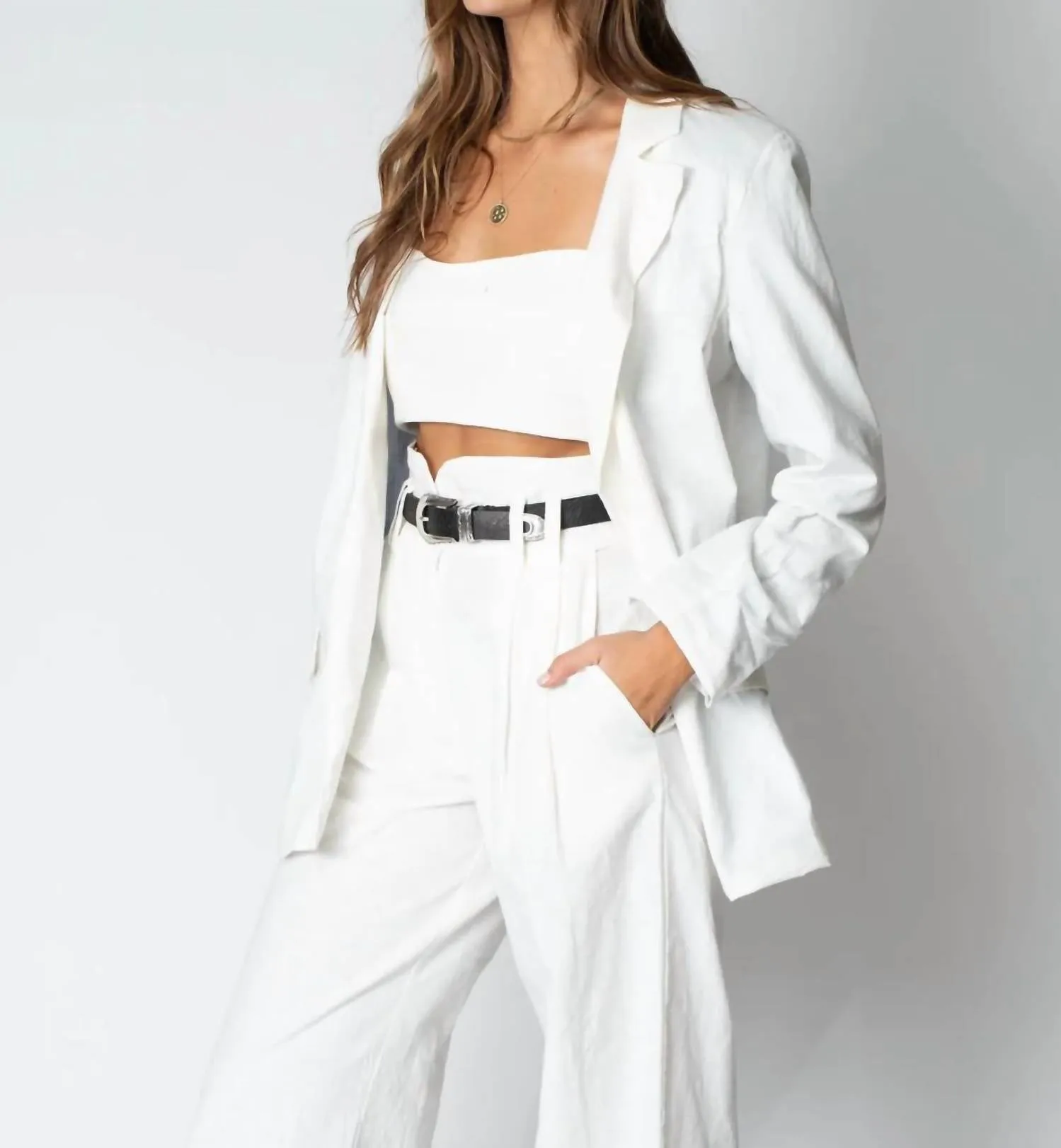 Linen Blazer In White