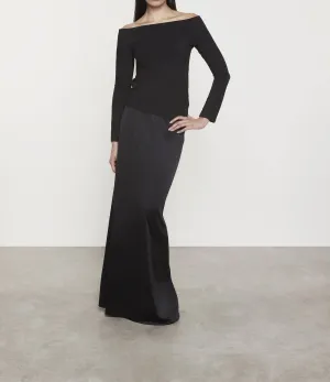 Liquid Jersey Full Length Skirt In Black