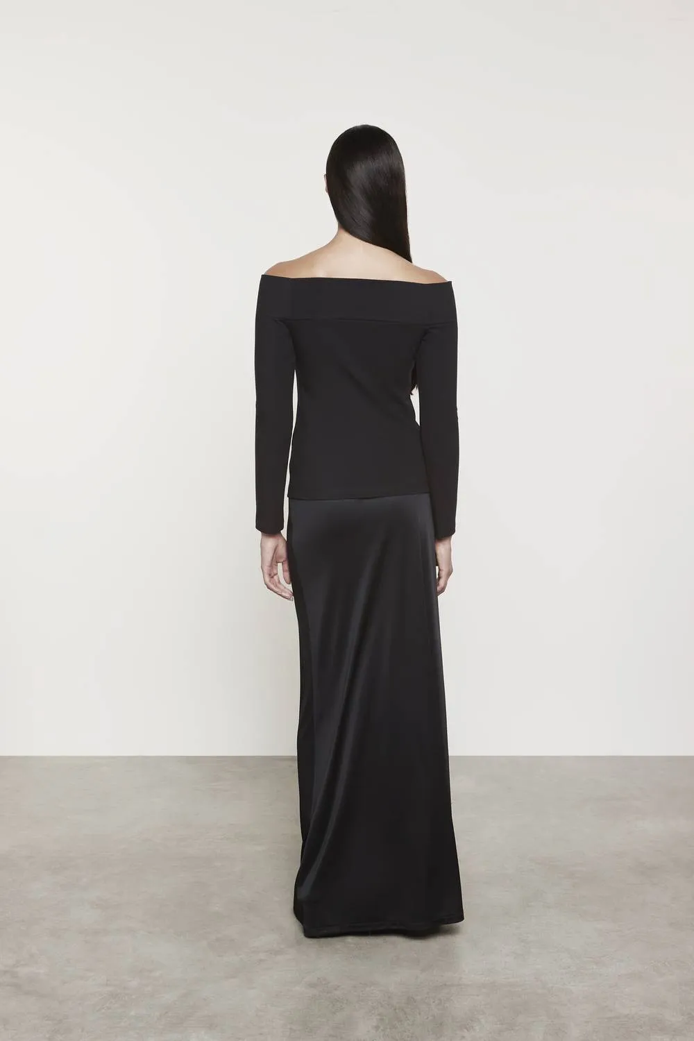 Liquid Jersey Full Length Skirt In Black