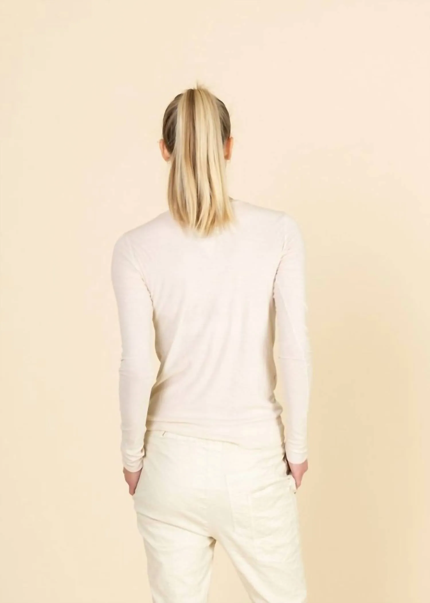 Long Sleeve Cotton T-Shirt In Chalk