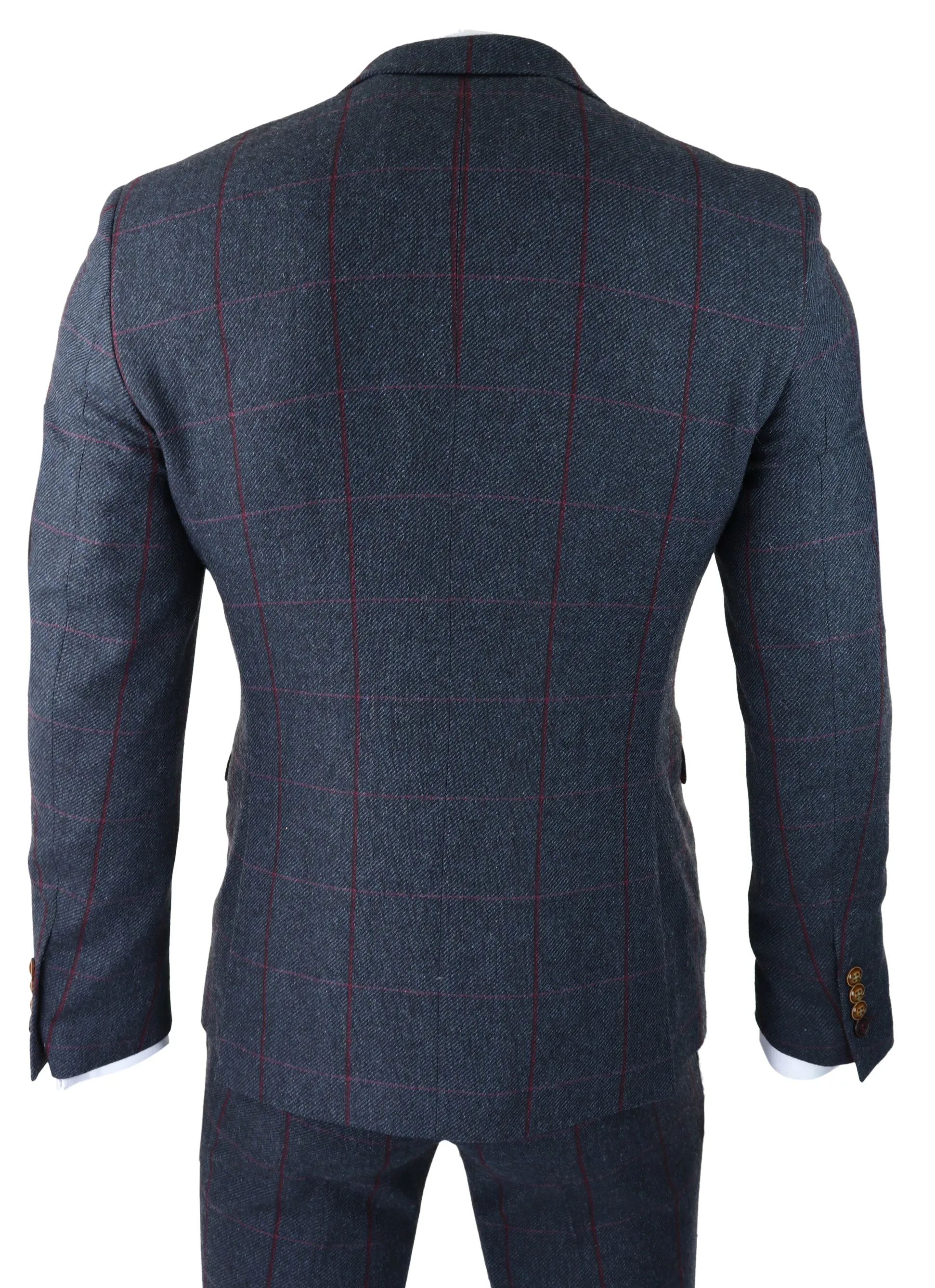 Madrid Herringbone Tweed 3 Piece Navy Suit