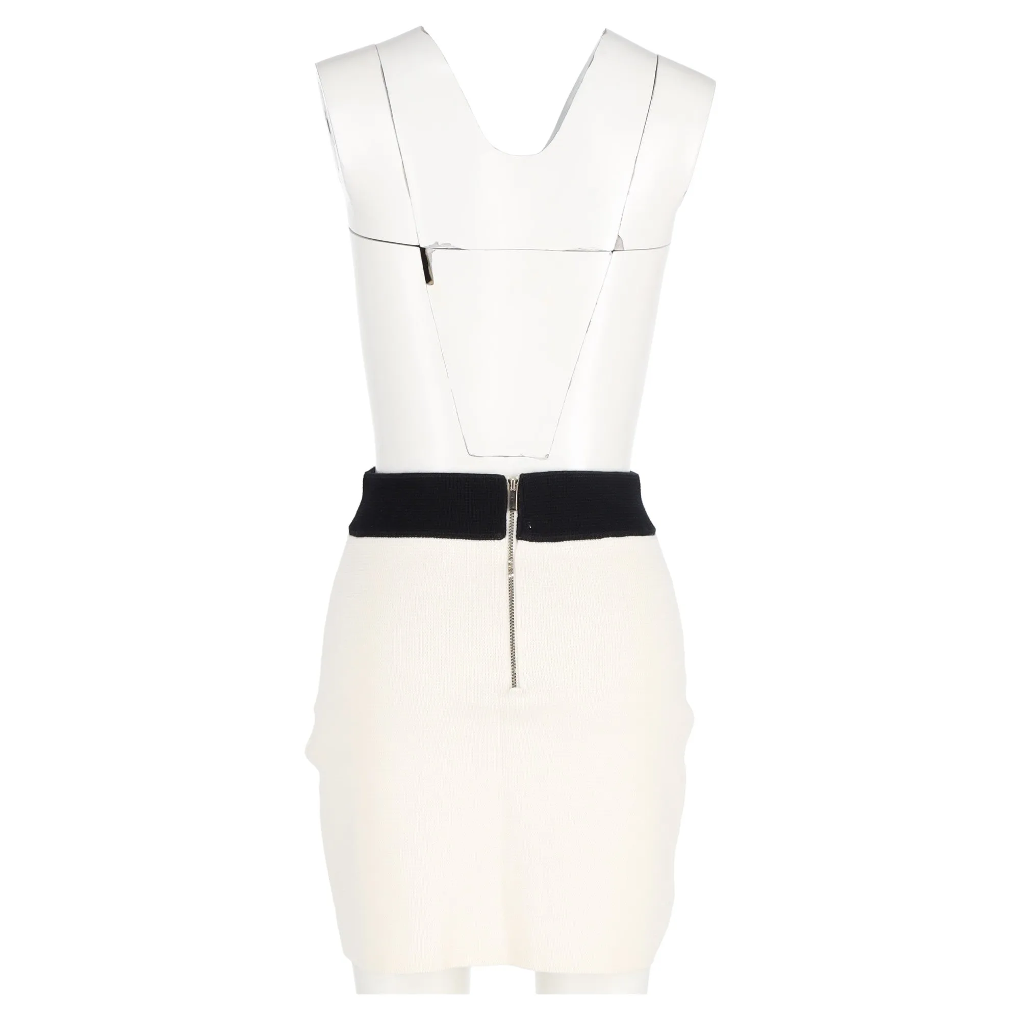 Maje Jerome Knitted Mini Button-Embellished in Ecru White Cotton