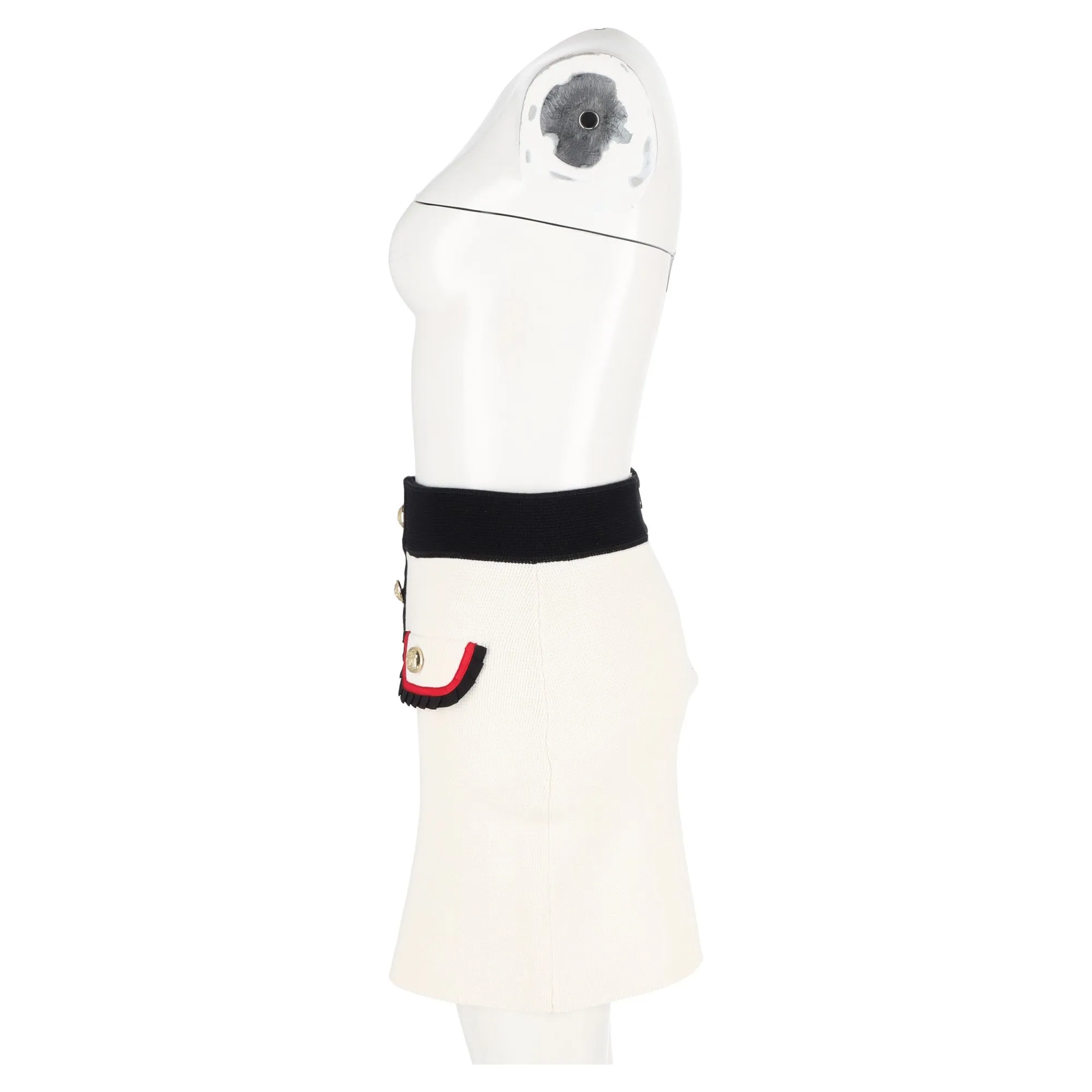 Maje Jerome Knitted Mini Button-Embellished in Ecru White Cotton
