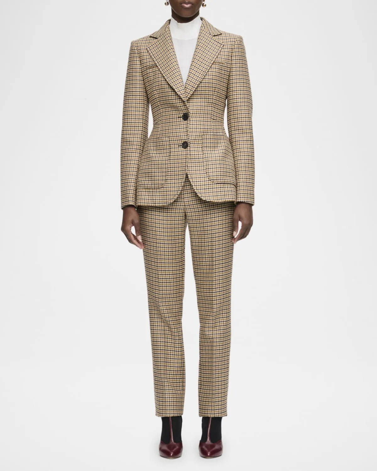 Marlene Tailored Plaid Virgin Wool Jacket