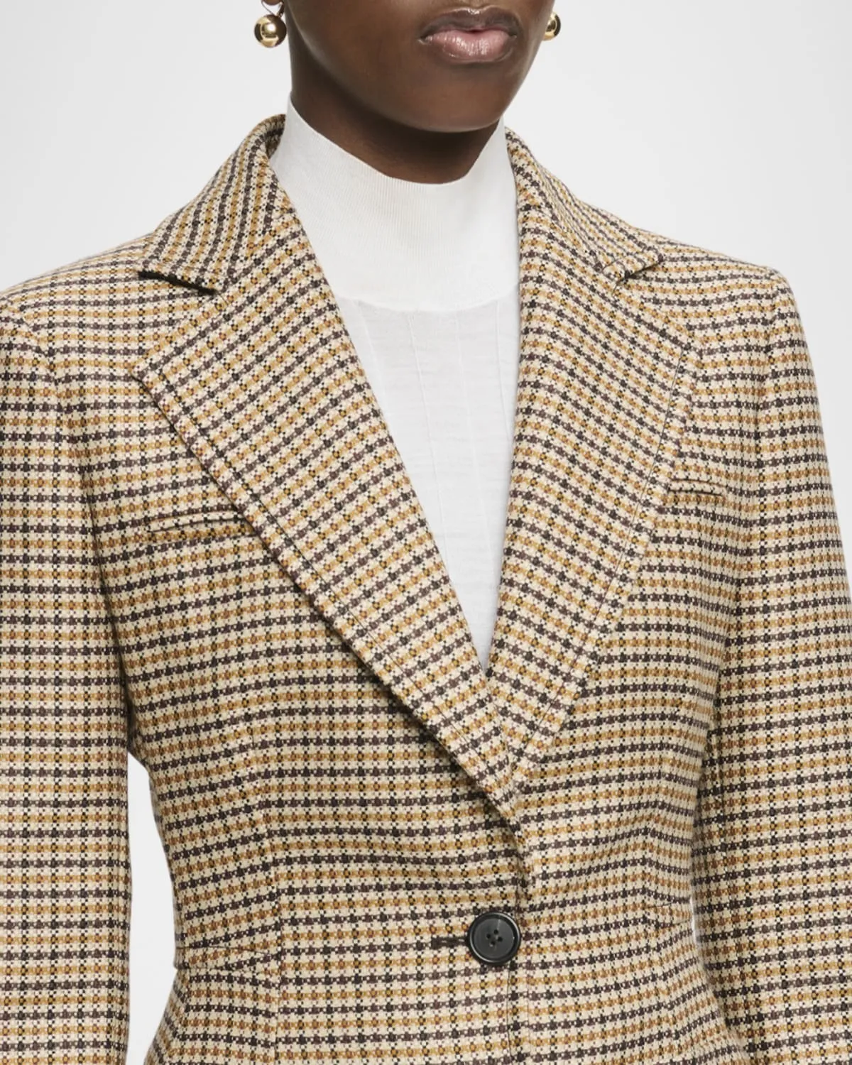 Marlene Tailored Plaid Virgin Wool Jacket