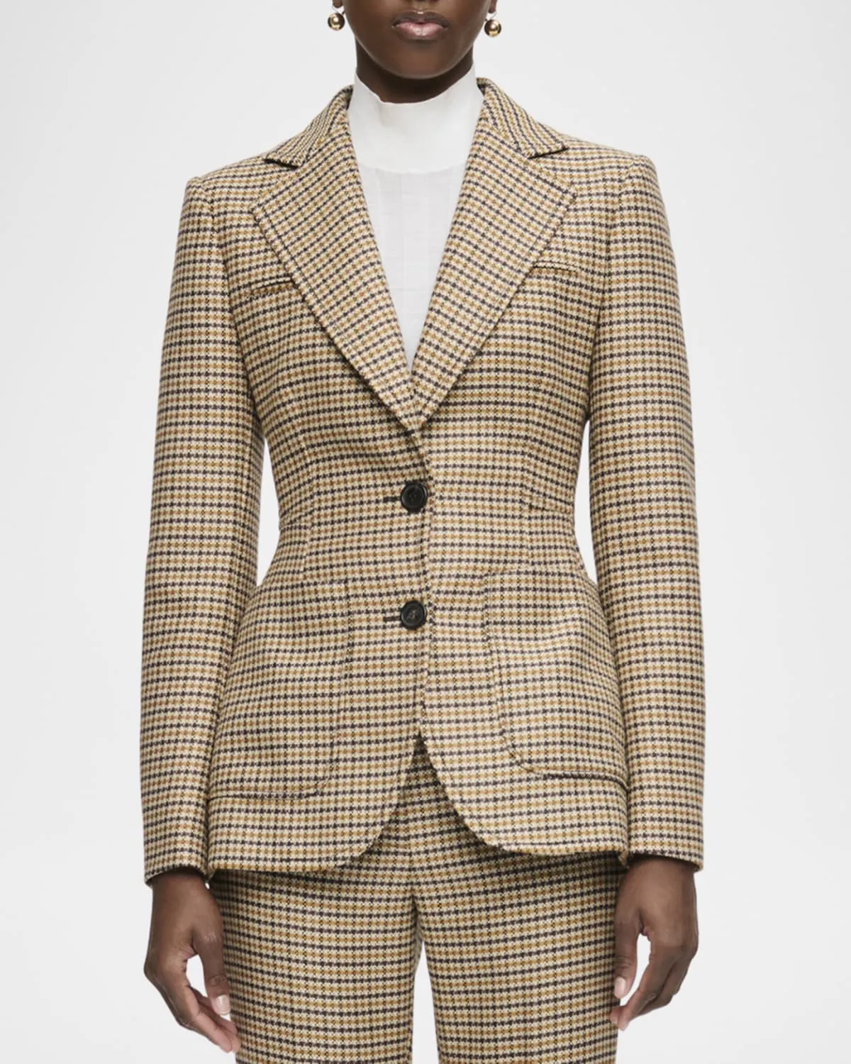 Marlene Tailored Plaid Virgin Wool Jacket