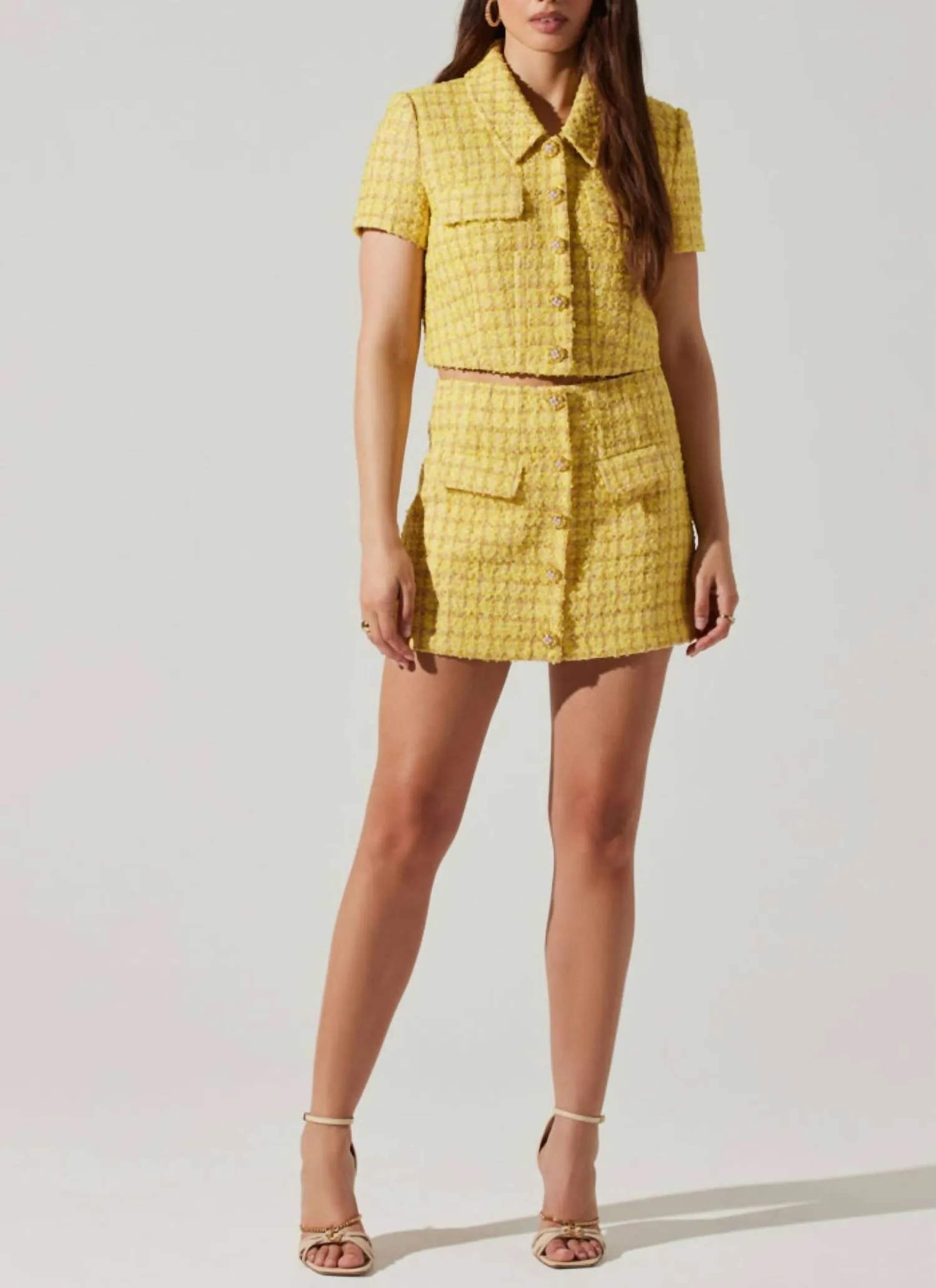 Mavey Tweed Jacket In Yellow