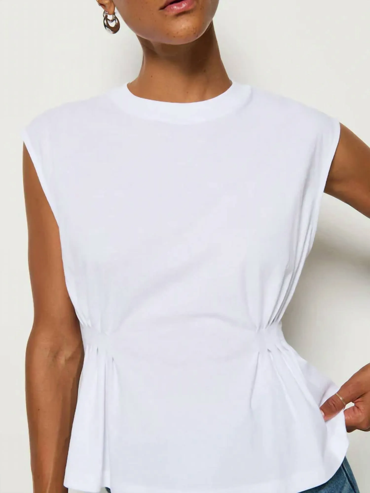 Meg Pleated Top In White