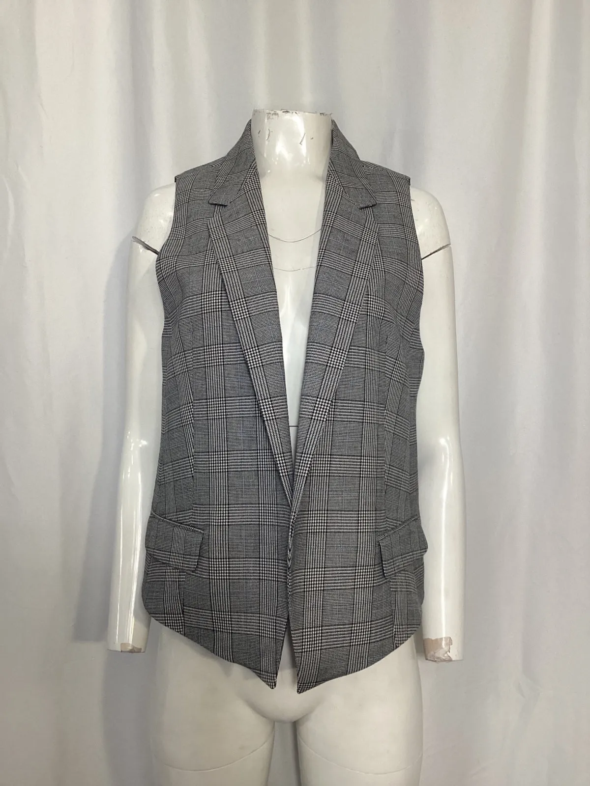 Michael Kors Collection Check Print Vest in Grey Wool