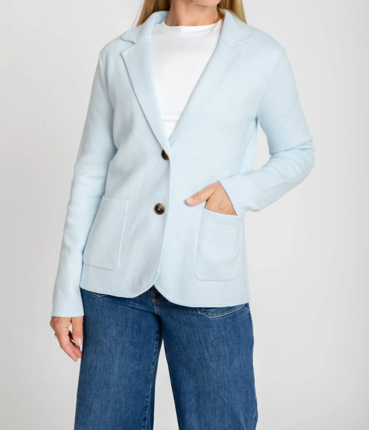 Milly Knit Blazer In Frost Blue