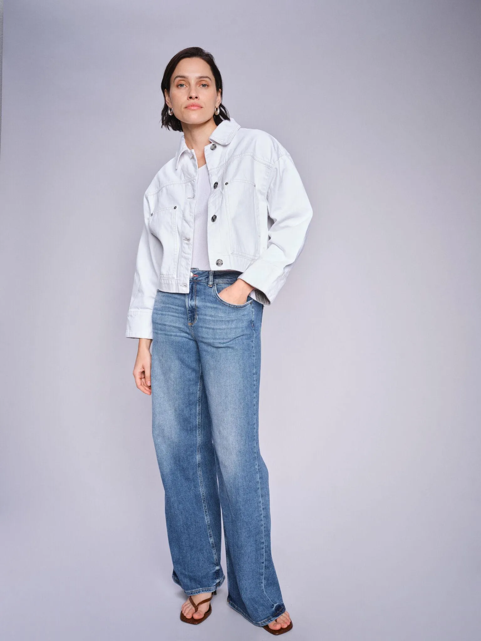 Mosmosh Mint Blanco White Denim Jacket