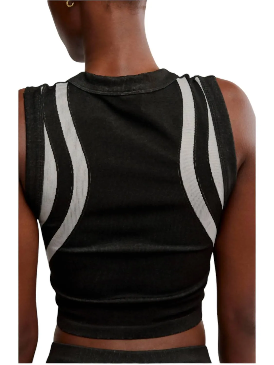 Movement Free Kick Crop Henley Muscle Tank Top In Black Combo