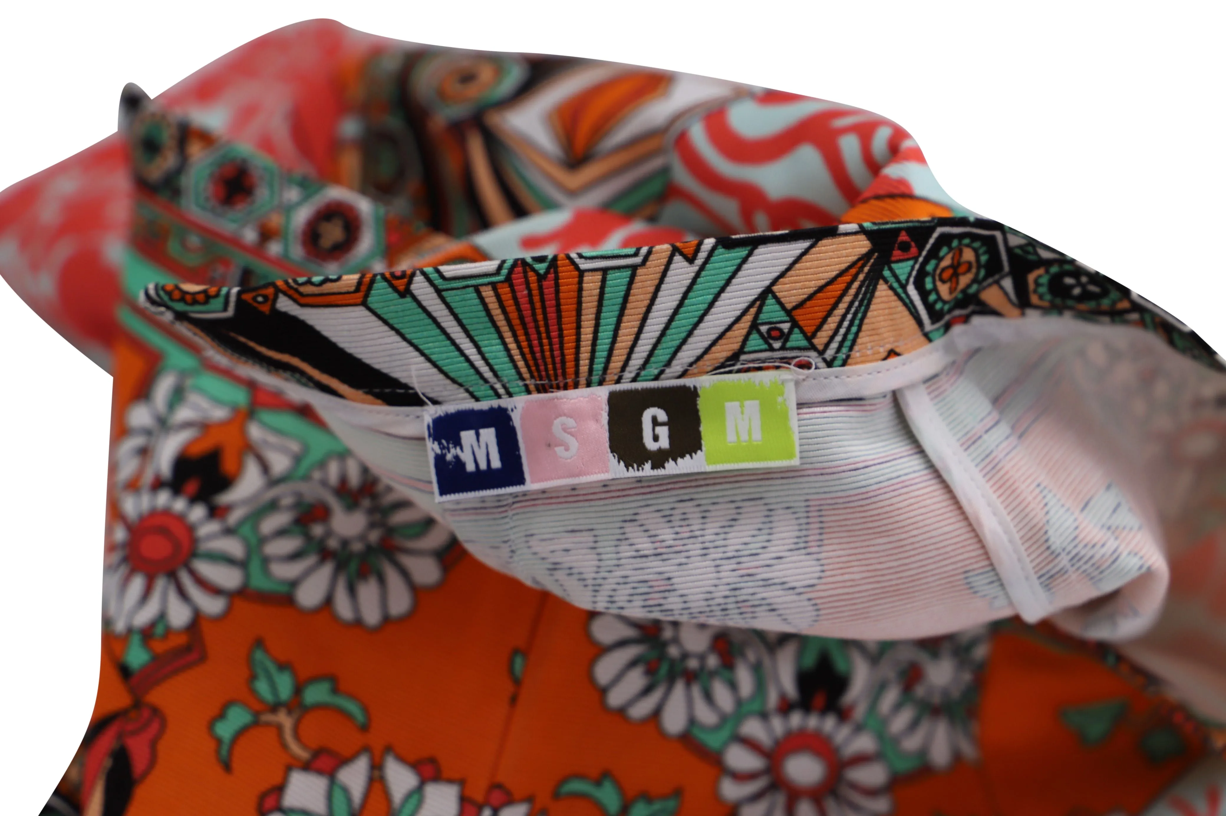 MSGM Floral-printed Mini Pencil Skirt in Orange Cotton