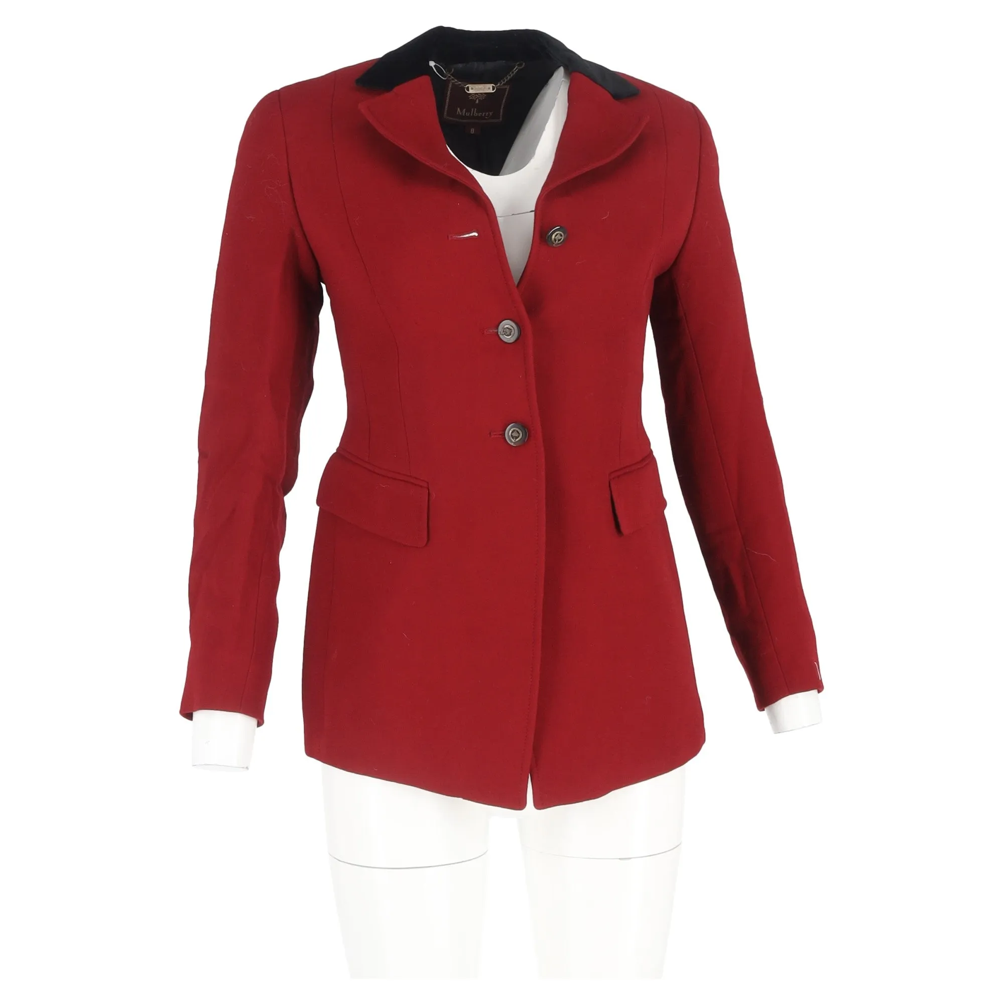 Mulberry Single-Breasted Jacket in Red Wool