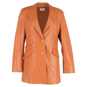 Nanushka Cancun Blazer with Pockets in Brown Leather