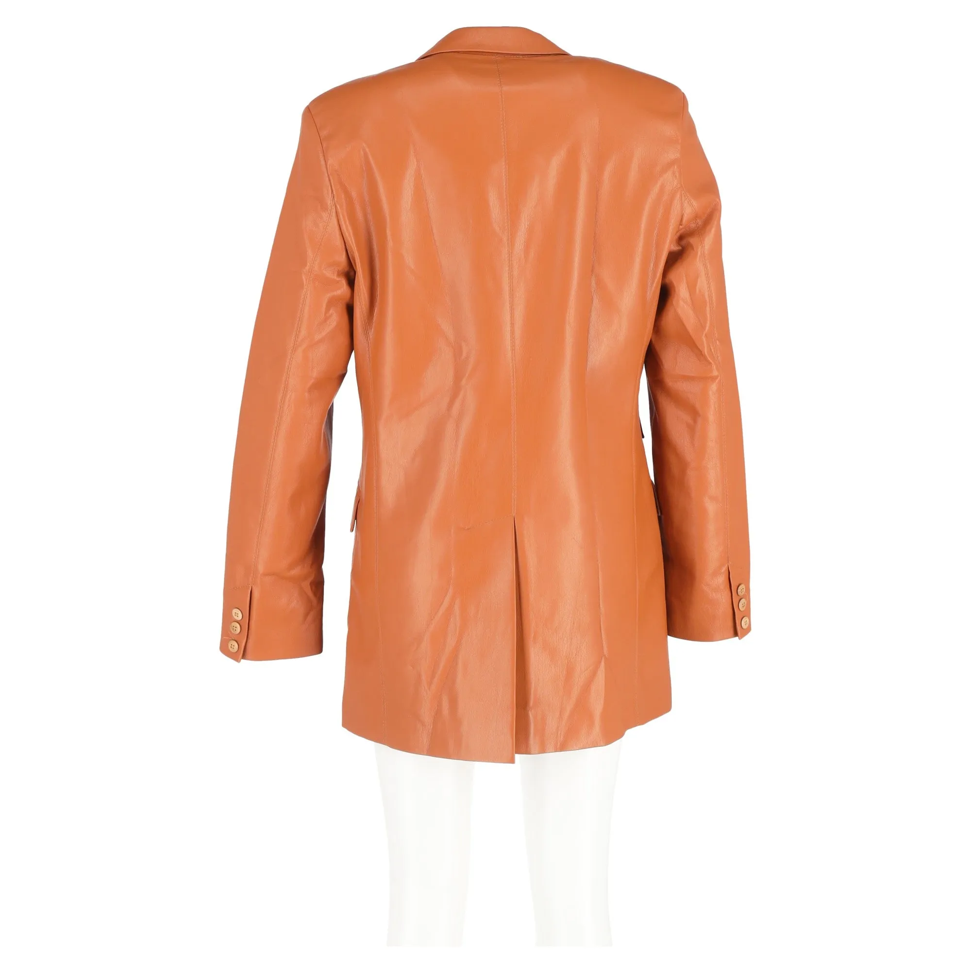 Nanushka Cancun Blazer with Pockets in Brown Leather