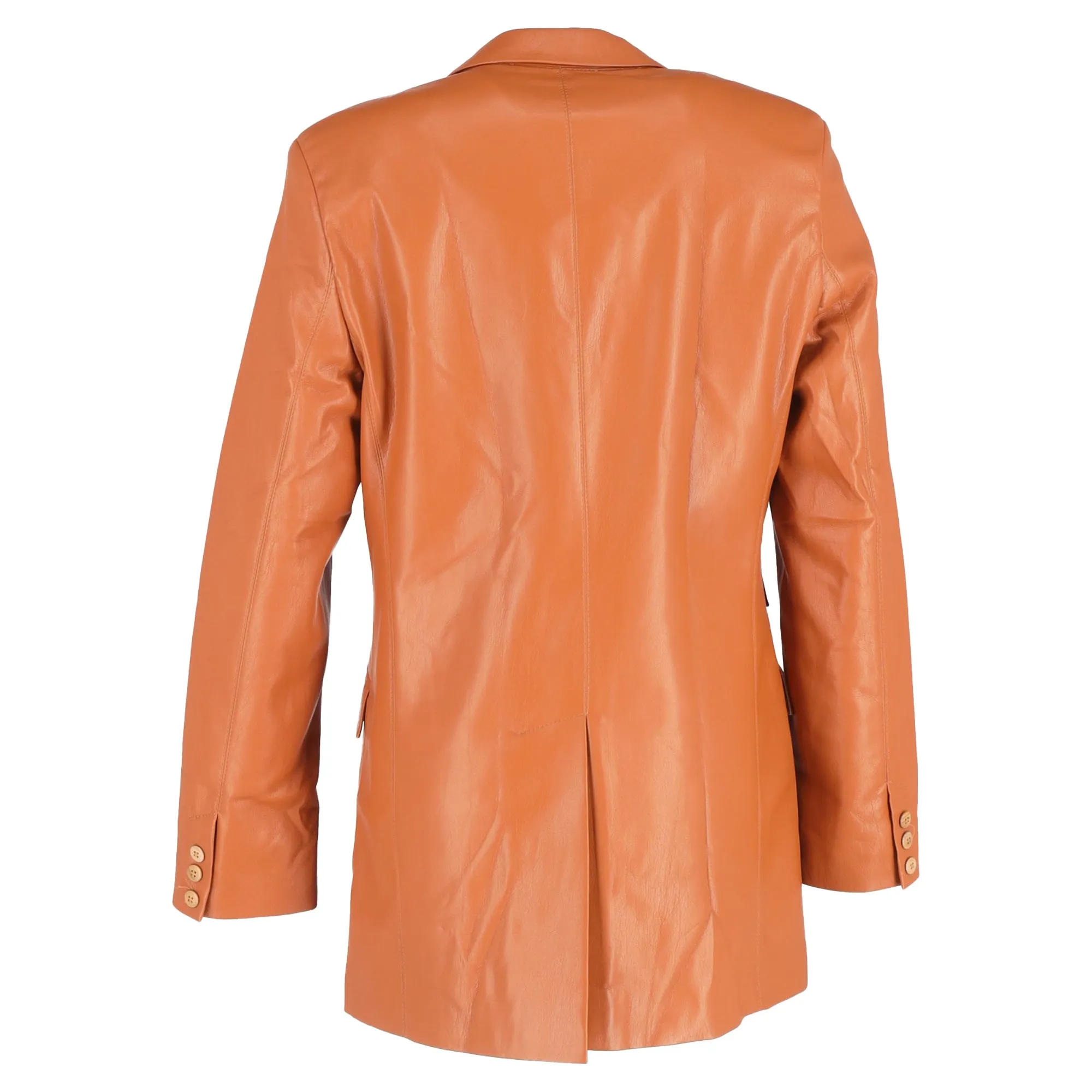 Nanushka Cancun Blazer with Pockets in Brown Leather